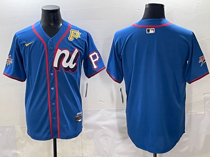 Men 2025 Pittsburgh Pirates Blank Blue All star Nike MLB Jersey style 2->pittsburgh pirates->MLB Jersey